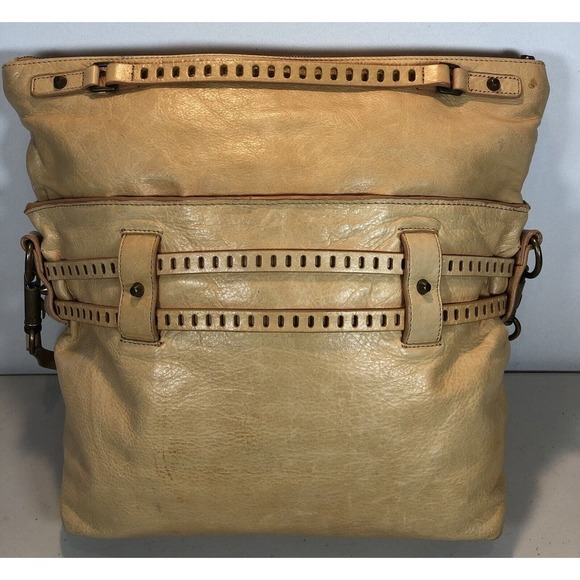 Joelle Hawkens Victory Folder Tan Leather Satchel Convertible Bag Purse READ - Picture 3 of 12